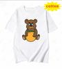 Rich Bear Theme Printed White Tshirt Sunglasses Gold Chain Money Bag Unisexs And Unisexs Casual Top