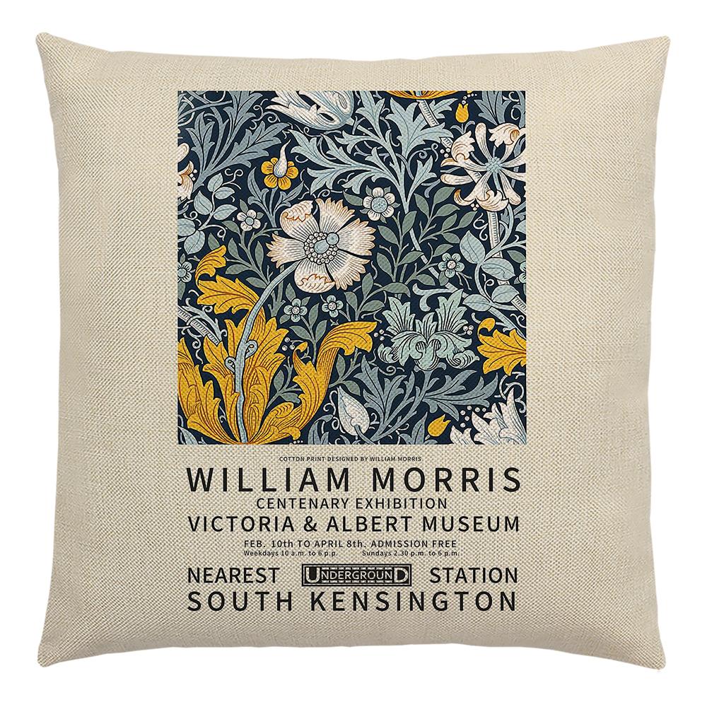 William Morris Painting Cushion Cover for Sofa Throw Pillow Cover Vintage Linen Pillow Case Home Decoration Leaf Plants Printing