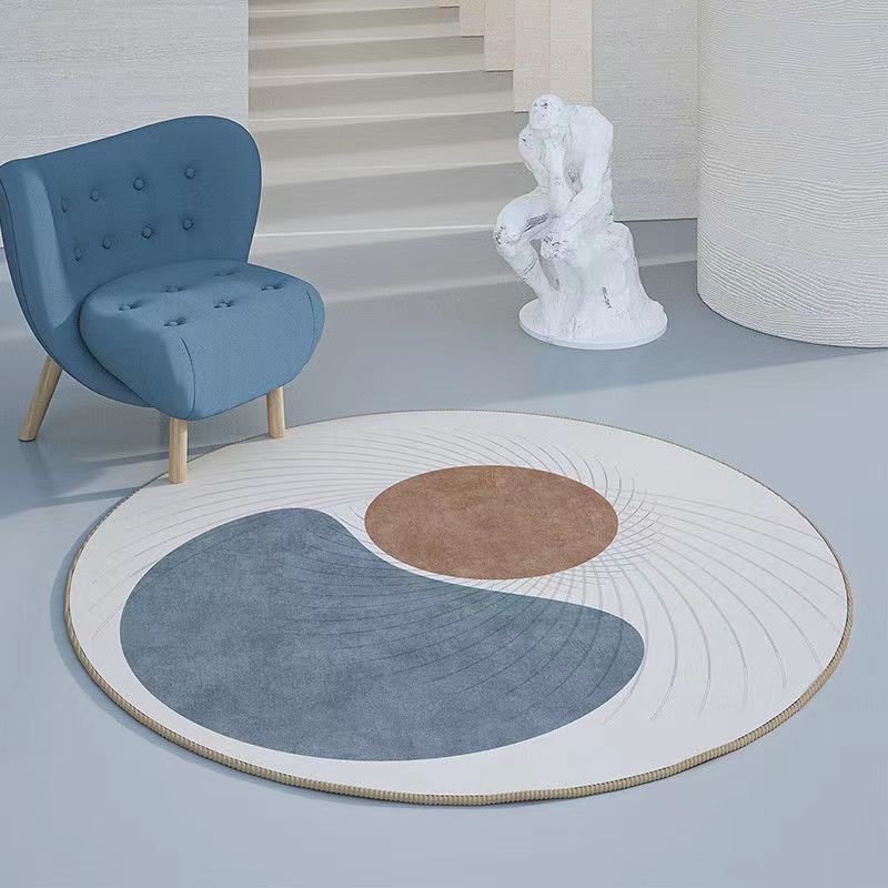 

Modern Minimalist Style Round Carpet for Living Room Bathroom Doormat Decorative Bedroom Anti-Slip Golden Lines Round Area Rug 60cm x 60cm