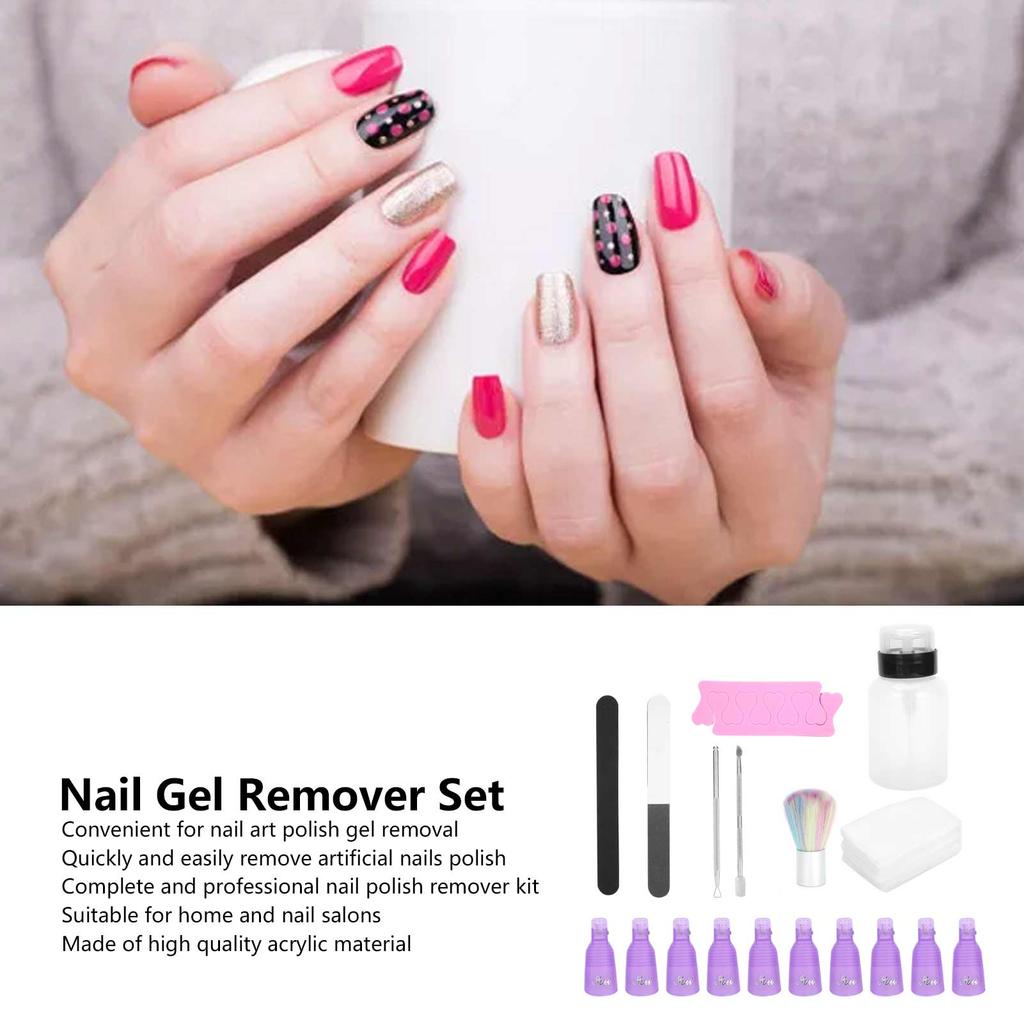 Kit de Ferramentas Removedor de Gel de Esmalte Removedor de Almofada Empurrador de Cutícula Conjunto de Lixas de Unha