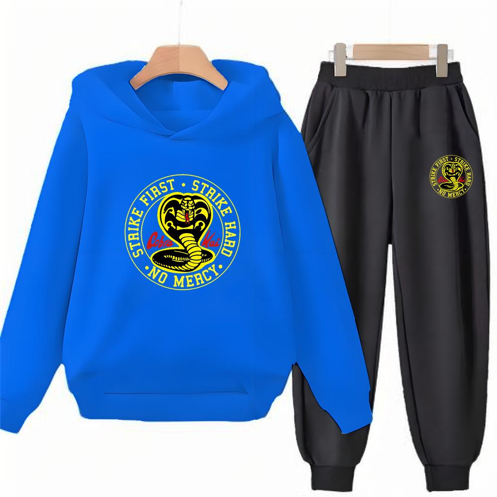 Children's Hoodie+Pants Black Children Cobra Stamp Coat Boys Girls Hoodie Tops Leisure Sweatshirt Toddler 3-12 Year Clothing