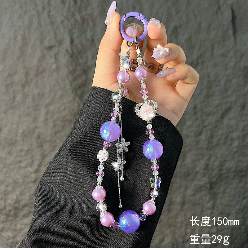 Nouveau Cœur Rose Cristal Chaîne de Téléphone Pendentif Coque de Téléphone Porte-clés Ornement Dragonne Cordon de Téléphone Accessoire