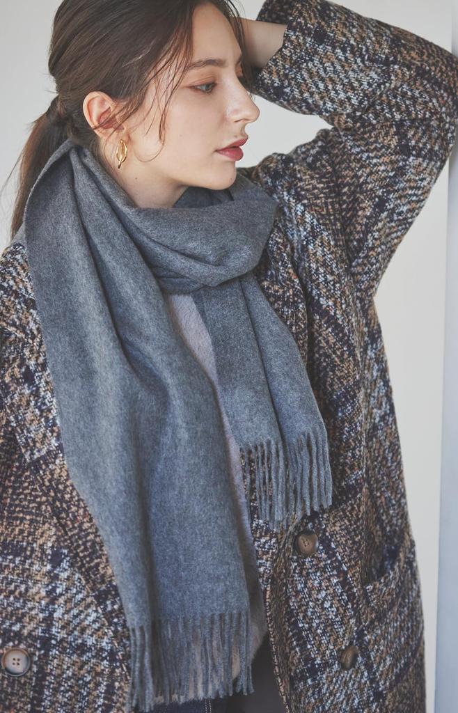 GILDARA FT33 100% Cashmere Scarf Basic Wave Solid Plain Muffler for Men and Women Charcoal Gray F2