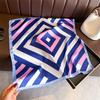 Striped Printed Silk Like Square Scarf For Women Fashion