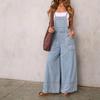 IHUASU Modischer Sommer Frühling Unifarbener Print Ärmelloser Denim Jumpsuit