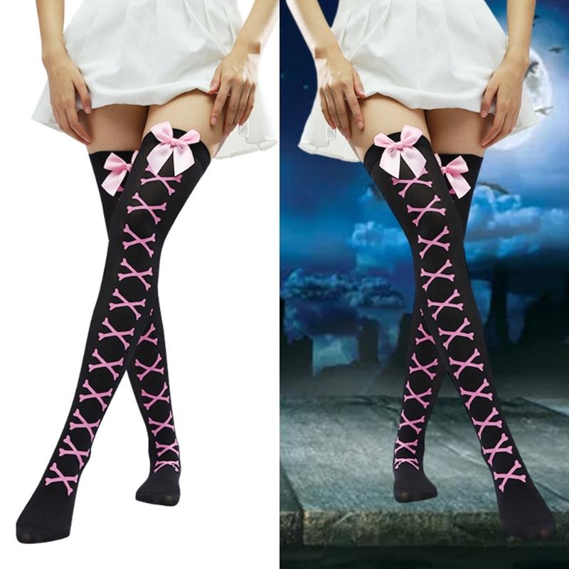 Over Knee Thigh Socks Halloween Thigh High Stockings Novelty Hosiery Printed Long Stockings for Womens Girls Gifts