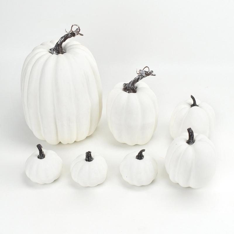 Elegant Yellow White Foam Pumpkins Set Perfect Autumn Decoration for Thanksgiving, Halloween, and Harvest Festivals