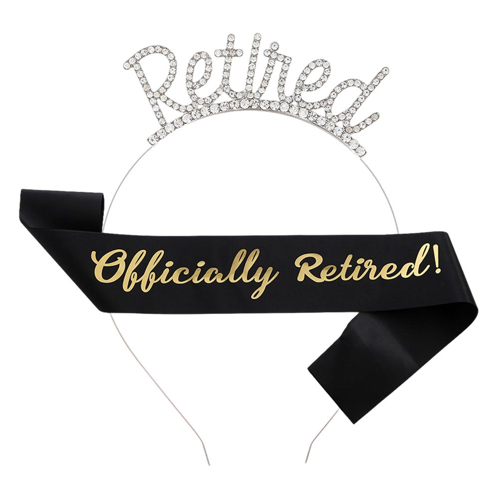 Retired Tiara/Crown Officially Retired Retirement Sash Universal Retirement Party Decoration Happy Retirement Supplies