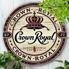 Crown Royal 8x8 Inch Round Tin Sign, Vintage Metal Wall Art for Home Bar Man Cave, Retro Beer Pub Decor