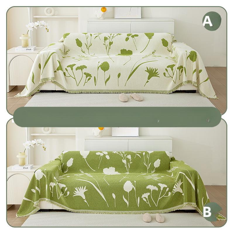 New Double-sided Chenille Sofa Towel Simple Anti-cat Scratch Sofa Cover Single and Double Sofa Blanket Anti-slip Double-sided Usable Sofa Cover