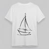 Women's Oversize Classic T-Shirt Sailboat Line Art Minimalist Graphic Cotton Tee