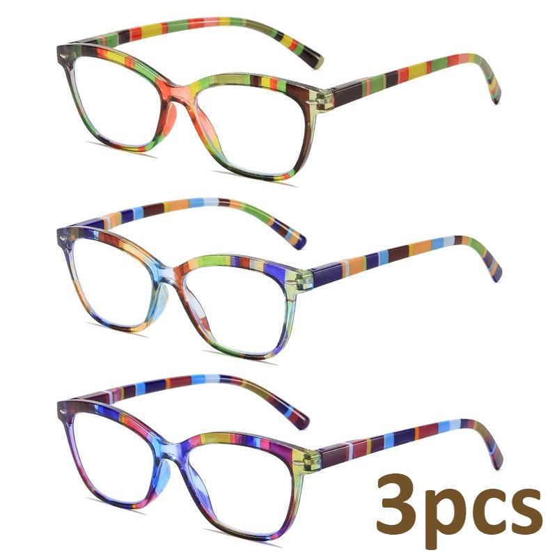 

3pcs Fashionable High-definition Reading Glasses for Women, Ultra Light Spring Leg, Middle-aged and Elderly Reading Glasses +150