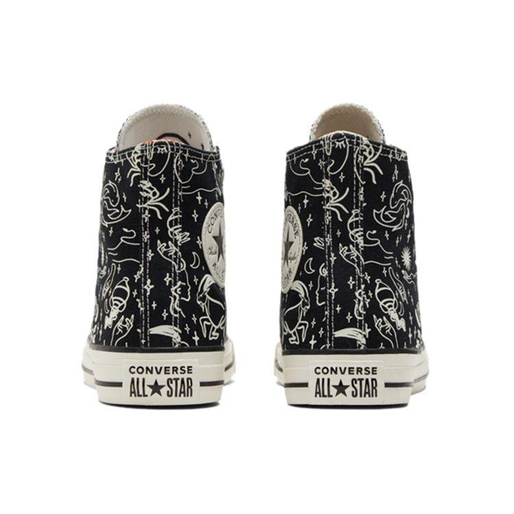Converse Chuck Taylor All Star Mistyczny Świat Haft Zodiaczny Modne Antypoślizgowe Wytrzymałe Wysokie Trampki Damskie Czarne Białe 572425C