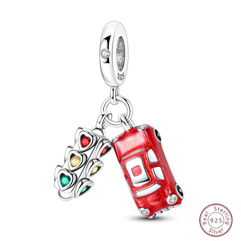 New Copper Poker Card Pendant Beads Black Spade 10-A Royal Flush Red Heart 10-A Charm For Bracelet Woman Jewelry