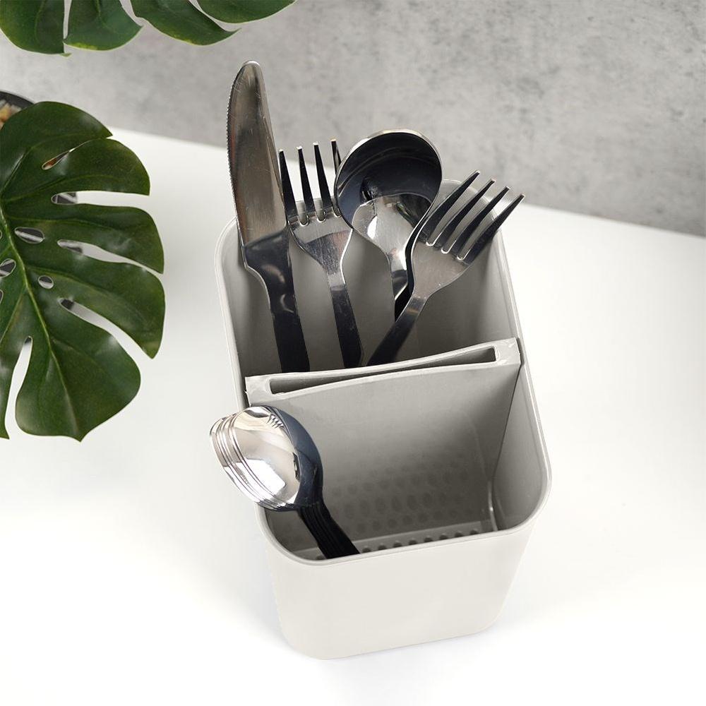 Container Drainer for Cutlery Knives Kitchen Utensils Basket Stand Gray