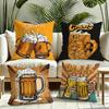 Beer Wine Retro Style Cushion Cover Reversible Plush Pillow Cover Soft Fluffy Home Decor for Sofa Bedroom