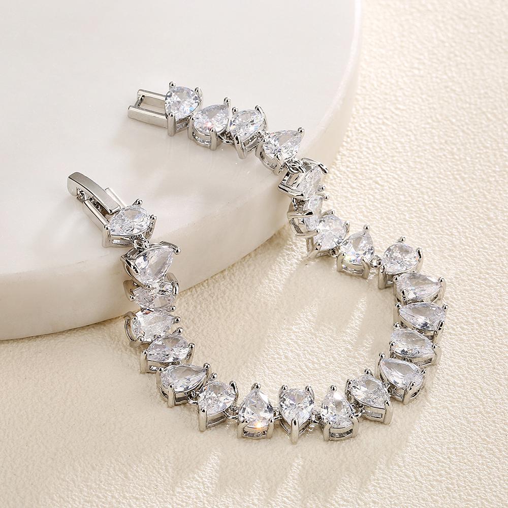 Uilz Fashion Luxury Full Zircon Bracelets for Women Charm Silver Color Crystals Bracelets Women's Wedding Party Jewelry