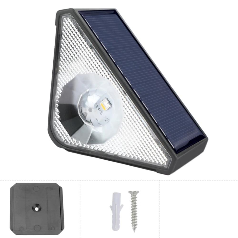 2PCS IP65 Waterproof Solar Triangle Step Lights Outdoor LED Deck Stair Fence Lamp Decorative Garden Yard Patio Pathway Lighting