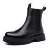 Black Martin Boots Men's Autumn and Winter Trend British Style Chelsea Boots High Top Leather Shoes Men's