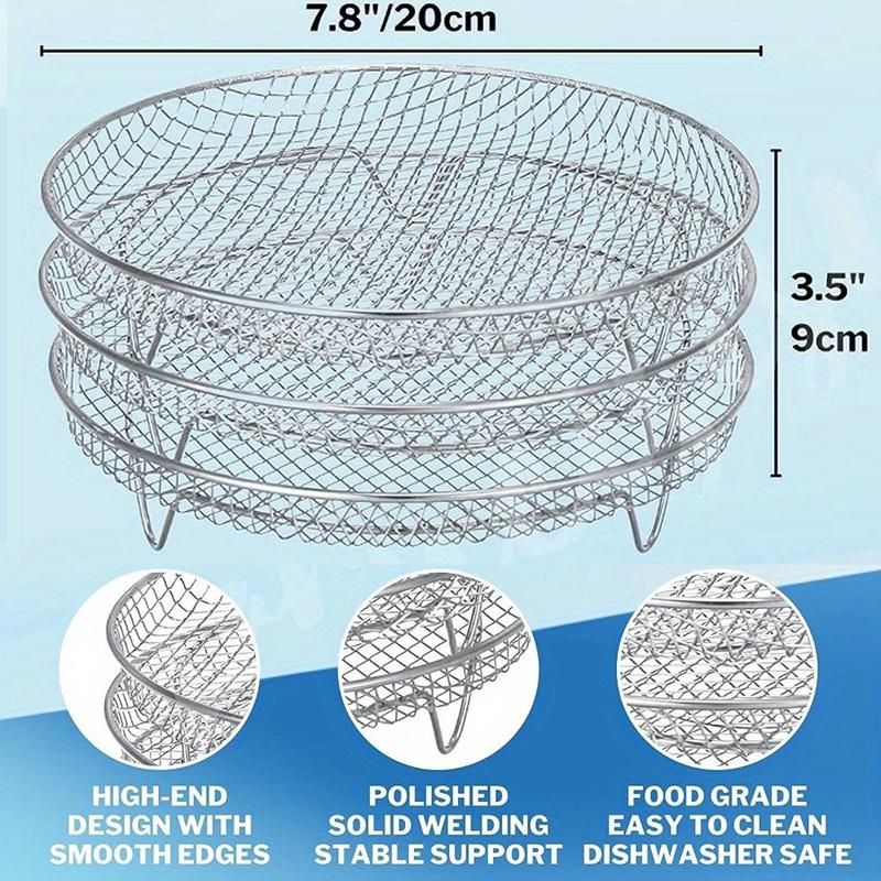 1-lags/3-lags rustfritt stål Airfryer Grill Grønnsaks Kjøtt Dehydreringsstativ Oljeavløpskurv Stekt Kyllingstativ Stabling Rac