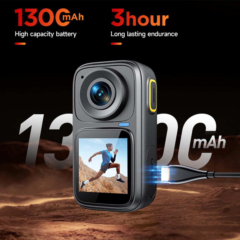 Sportovní kamera 4K/30FPS Dálkový ovladač WiFi Kamera se dvěma obrazovkami, 6osým dotykovým ovládáním Anti-Shake