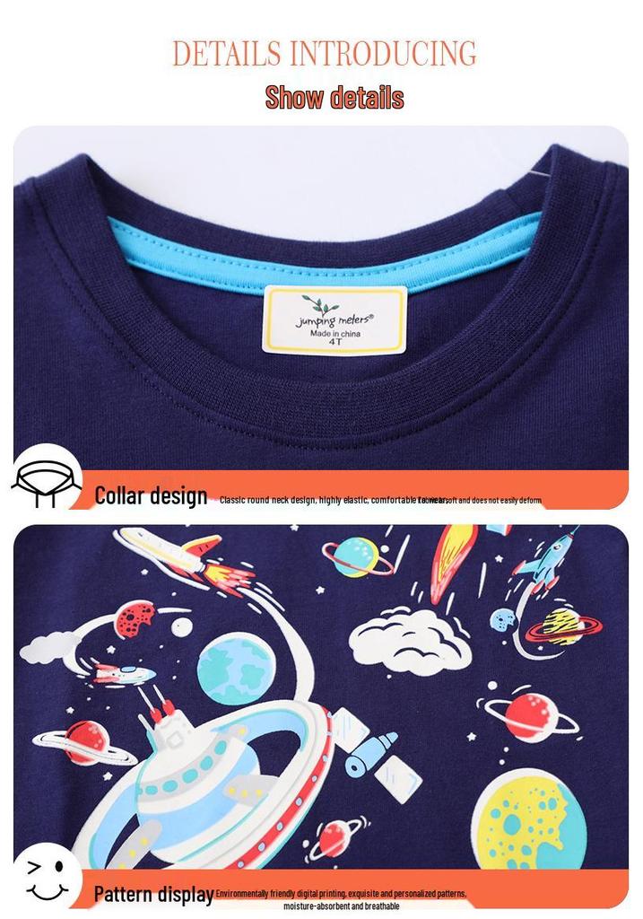 Jumping Meters Luminous Boys' British Style Short-Sleeved T-Shirt - New Spring Arrival