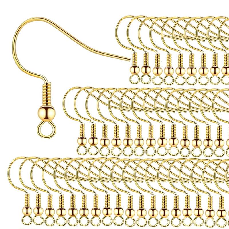 

100-500Pcs DIY Earring Findings Earrings Clasps Hooks Stainless Steel Hypoallergenic Earring Making Accessories Hook Earwire 100PCS золотой