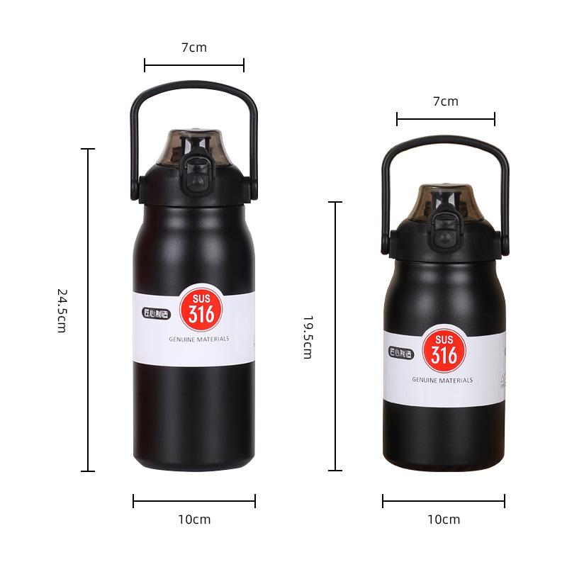 316 stainless steel handle insulated cup outdoor large capacity sports water bottle portable bouncing cover space kettle