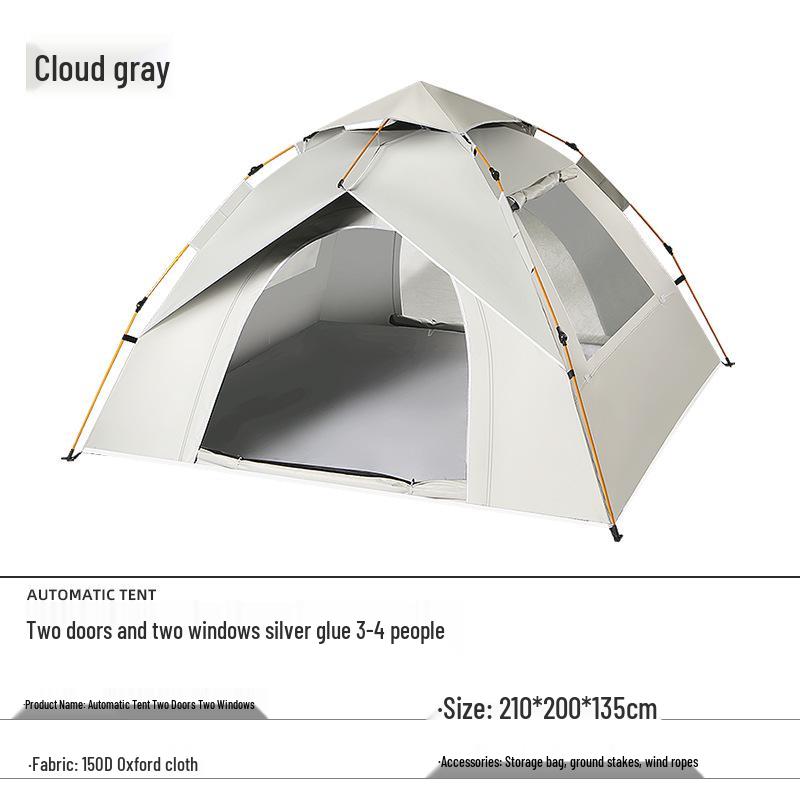 Automatic Outdoor Folding Camping Tent with Silver Coating - Rainproof and Durable