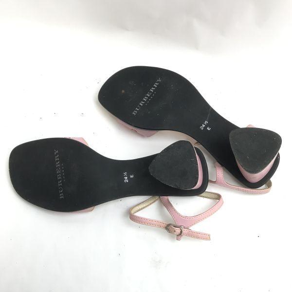 BURBERRY LONDON Leather Heel Sandals [24.5E/Pink] Open Toe Pumps(USED)