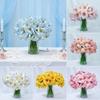 5pcs Large Petal PU Simulation Flower Brownie Tulip Flowering Design Tulip Artificial Flower Soft Fake