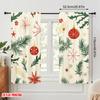 2pcs,2D Plane Printing Curtains Digital Printed Christmas Baubles Pine Branches Stars (4) 100% Polyester (without Rod) All