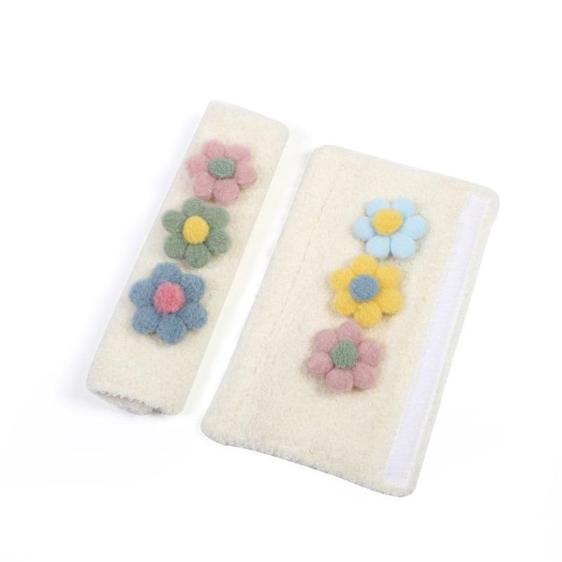 Car Seat Belt Shoulder Pads Small Fresh Flowers Car Anti-strangle Seat Belt Protective Cover Car Interior Supplies Women
