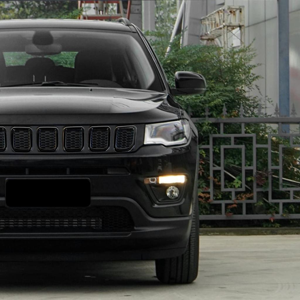 7pcs Front Grille Insert Grille Cover Trim Accessories Compatible with Jeep Compass 202120222023 (Black)