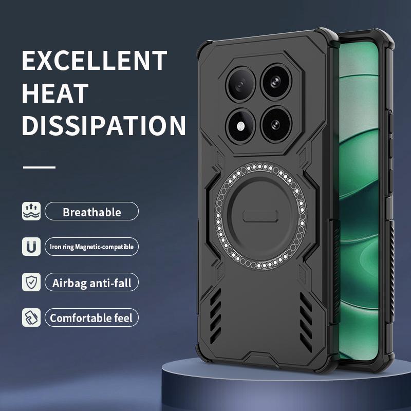 Shockproof Hybrid Dual Layer Magnetic Metal Ring Stand Case for Redmi Note 14 Pro Plus 14C 14R K80 A4 Turbo 4 4G 5G Slide Cover