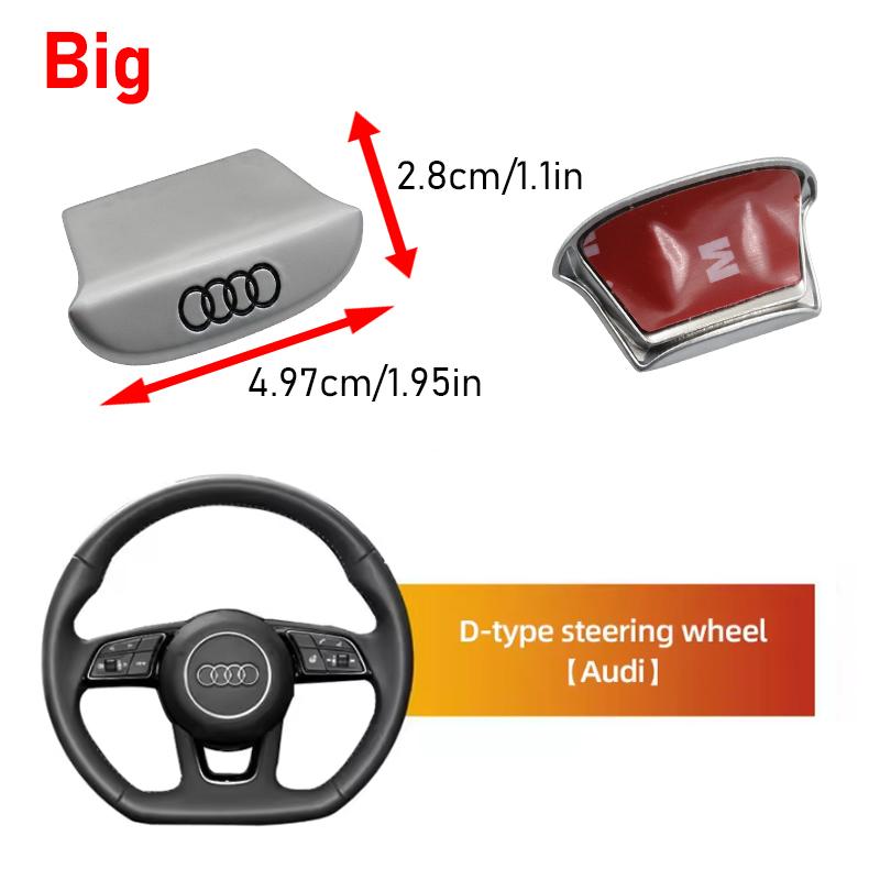 For Audi RS3 1Pc 3D Metal Car Steering Wheel Badge Logo Emblem Sticker For Audi A7 A3 A4 A6 A5 Q5 A1 Q7 Q3 Q4 TT SQ5 RSQ3 RS Q8 S3 S4 RS5 RS6