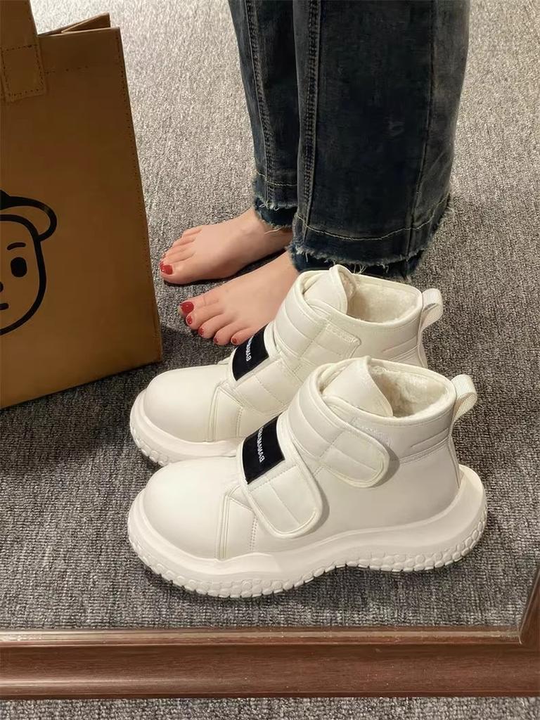 Zhao LU Si snøstøvler dame vinter ny fløyel varm tykksålet borrelås sklisikker høy ankel bomullssko