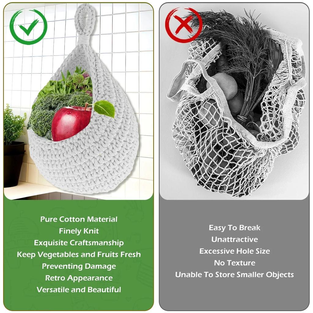 Hanging Baskets Onion Basket Coat Bohemian Storage Fruit Wall Hooks for Kitchen Home Restaurant Garlic Vegetable Wall Planters