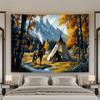 Arazzo Maestoso del West Selvaggio Scena da Campeggio all'Aperto Foresta di Pionieri Arte Decorazione Murale Rustica Occidentale Appeso