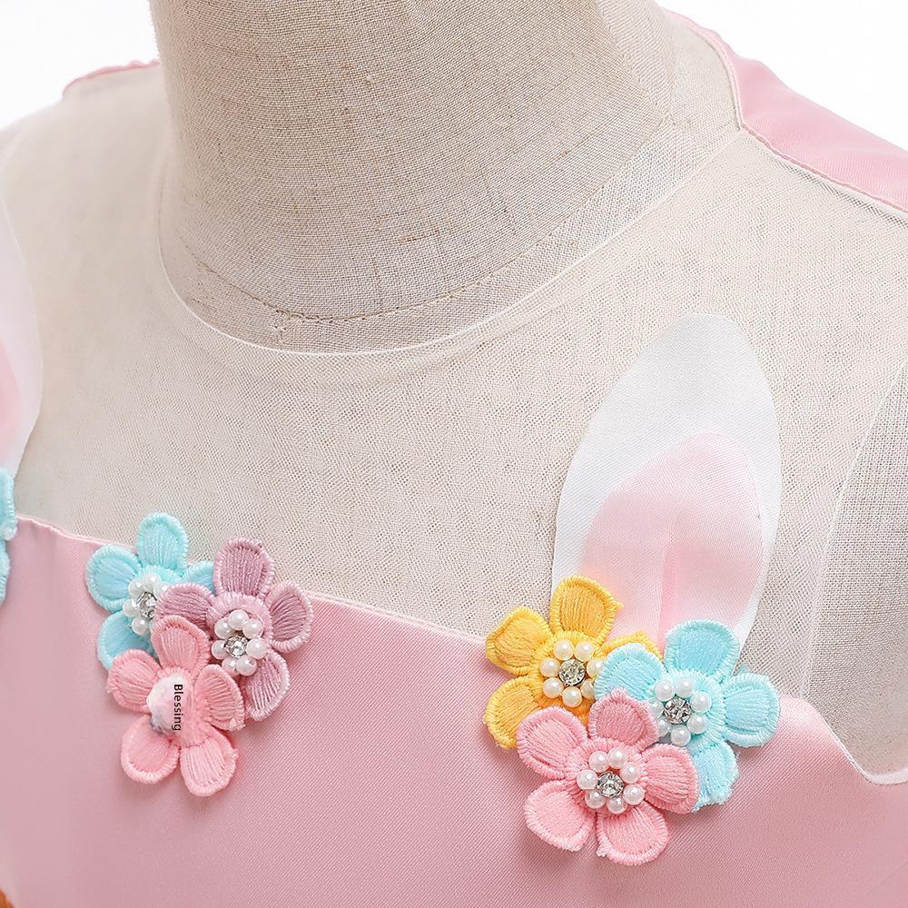 Rochie Unicorn Curcubeu din Plasă pentru Fete: Costum de Performanță pentru Festival