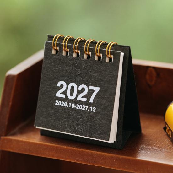 Tragbarer Schreibtischkalender für das Büro, Mini-Schreibtisch 2026-2027, Okt. 2026 bis Dez. 2027, Aufstellbarer Klappkalender, Kleiner funktionaler Planungskalender, 14