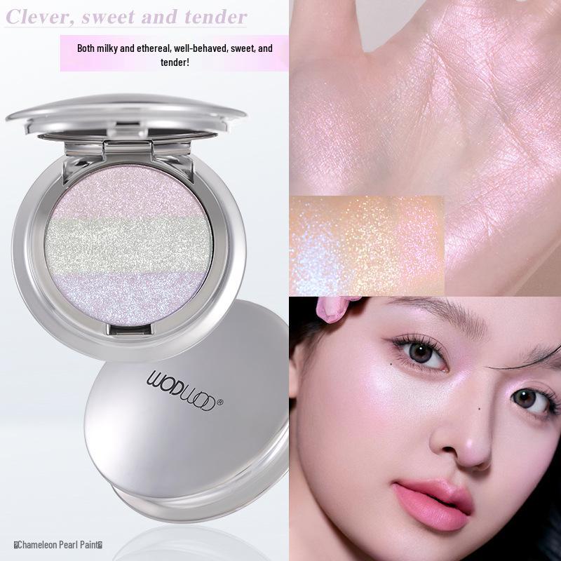 WODWOD Light & Shadow Kiss Highlighter Palette: Soft, Sparkling, 3D Highlight & Contour Powder