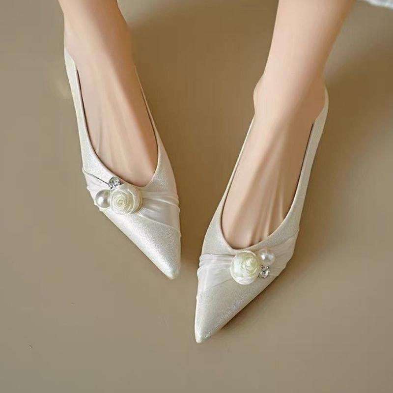 Fashion Elegant Women's Loafers Fashion Wedding Party Woman Causal Dress Flat Shoes Pointed-toe Versatile Ladies Flower Ballet Shoes