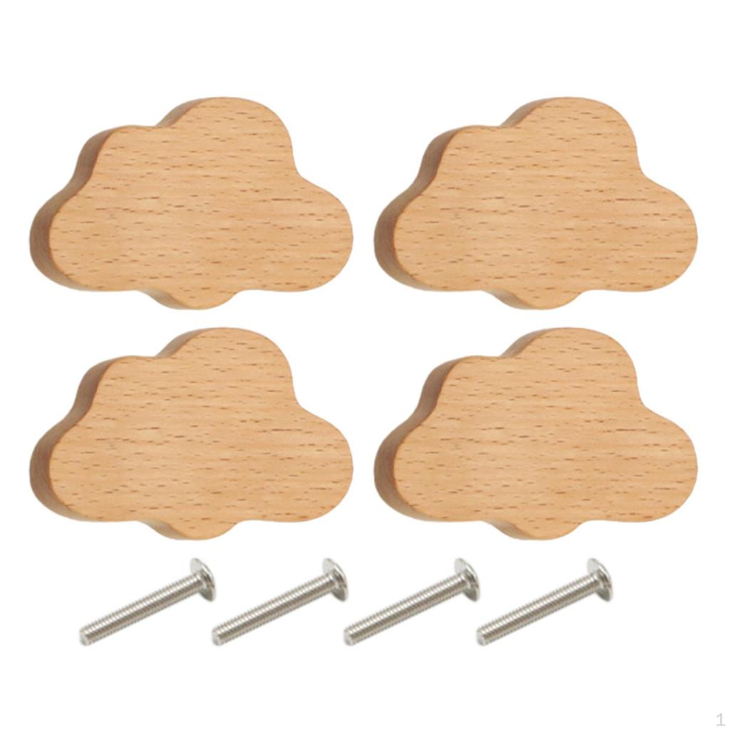 4 Pieces Wooden Cabinet Knobs Drawer Pulls Furniture Dresser Pull Handles for Shelf