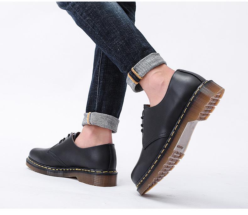 Plus Size 1461 Low-Top Martin Boots: Comfortable Leather Casual Flat-Bottom Work Shoes, British Style.