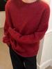 Women's Christmas Red Wool-Cashmere Sweater: Bright, Soft, Loose-Fit for Autumn/Winter