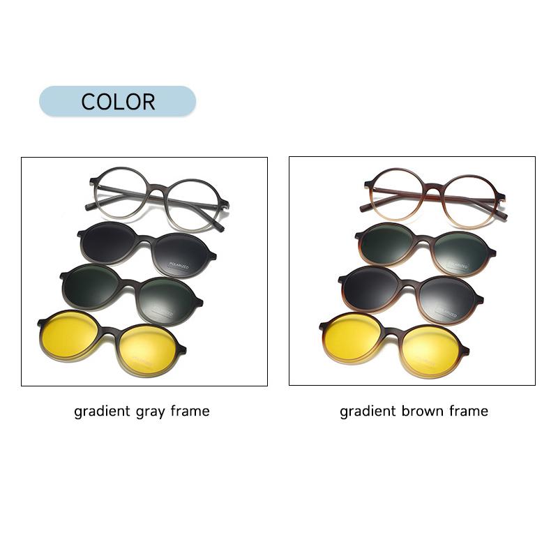 4 In 1 New Vintage Round Polarized Sunglasses For Men And Women Uv400 Sun Glasses Anti Blue Light Glasses Night Vision Eyewear