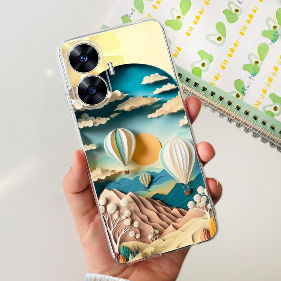 For Realme C55 Case RMX3710 Transparent Cover Fashion Patterns Soft Silicone Phone Cases For Realme C55 4G C 55 RealmeC55 Fundas