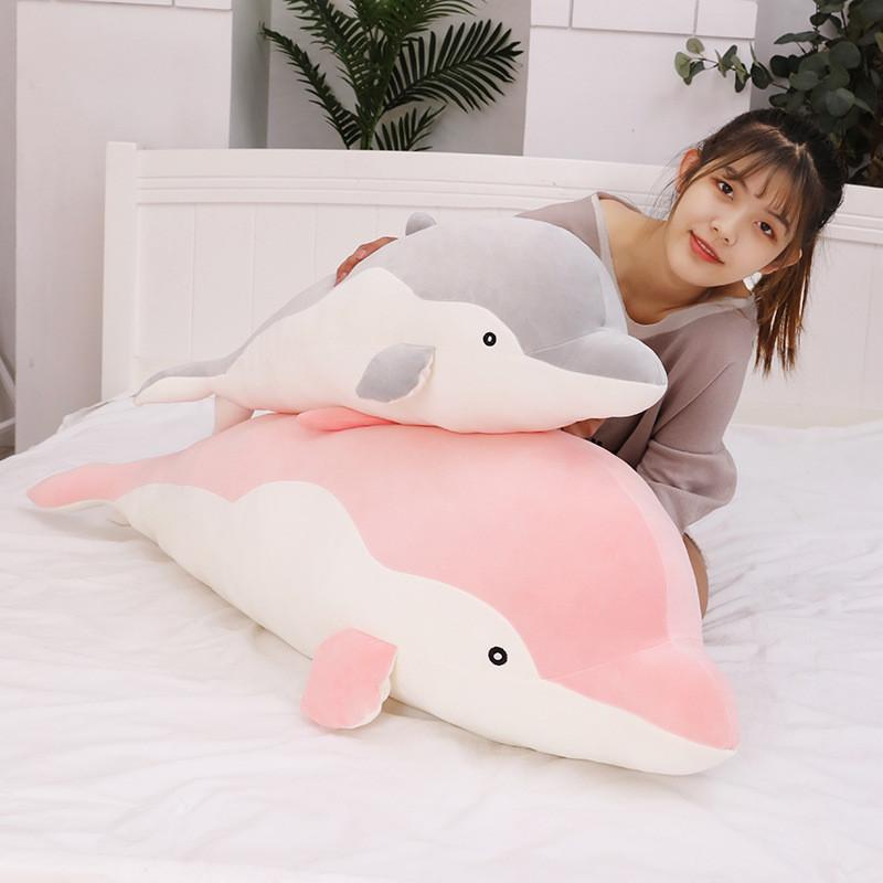 Dolphin Plush Toy Soft Stuffed Animal Pillow With Down Cotton For Kids Gift