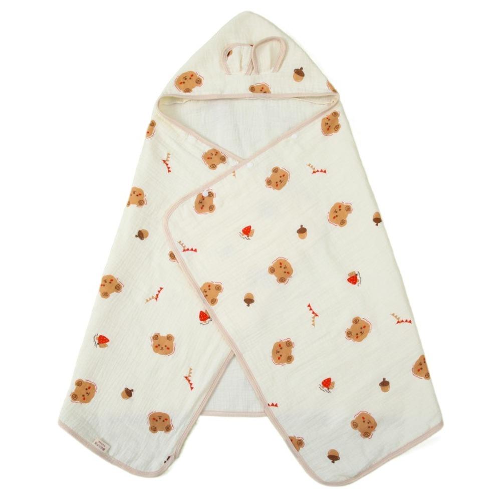 Bear Printed Pure Cotton Gauze Soft Texture Baby Swaddle Cloth Gauze Cover Blanket Children's Bath